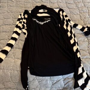 Black and White Striped Women's Top